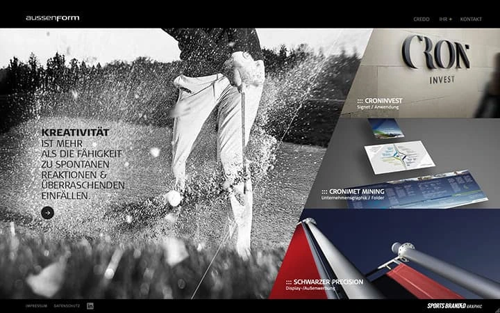 Aussenform Website – Startseiten-Design