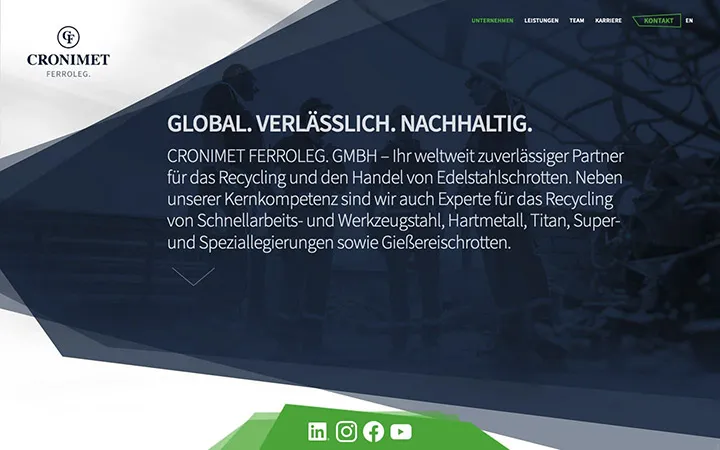 Cronimet Ferroleg Website – Startseiten-Design