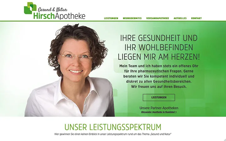 HirschApotheke Website – Startseiten-Design