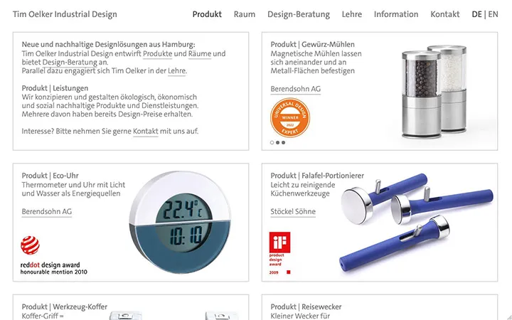 Tim Oelker Website – Startseiten-Design